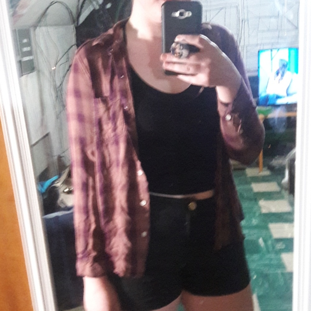 Purple plaid shirt
